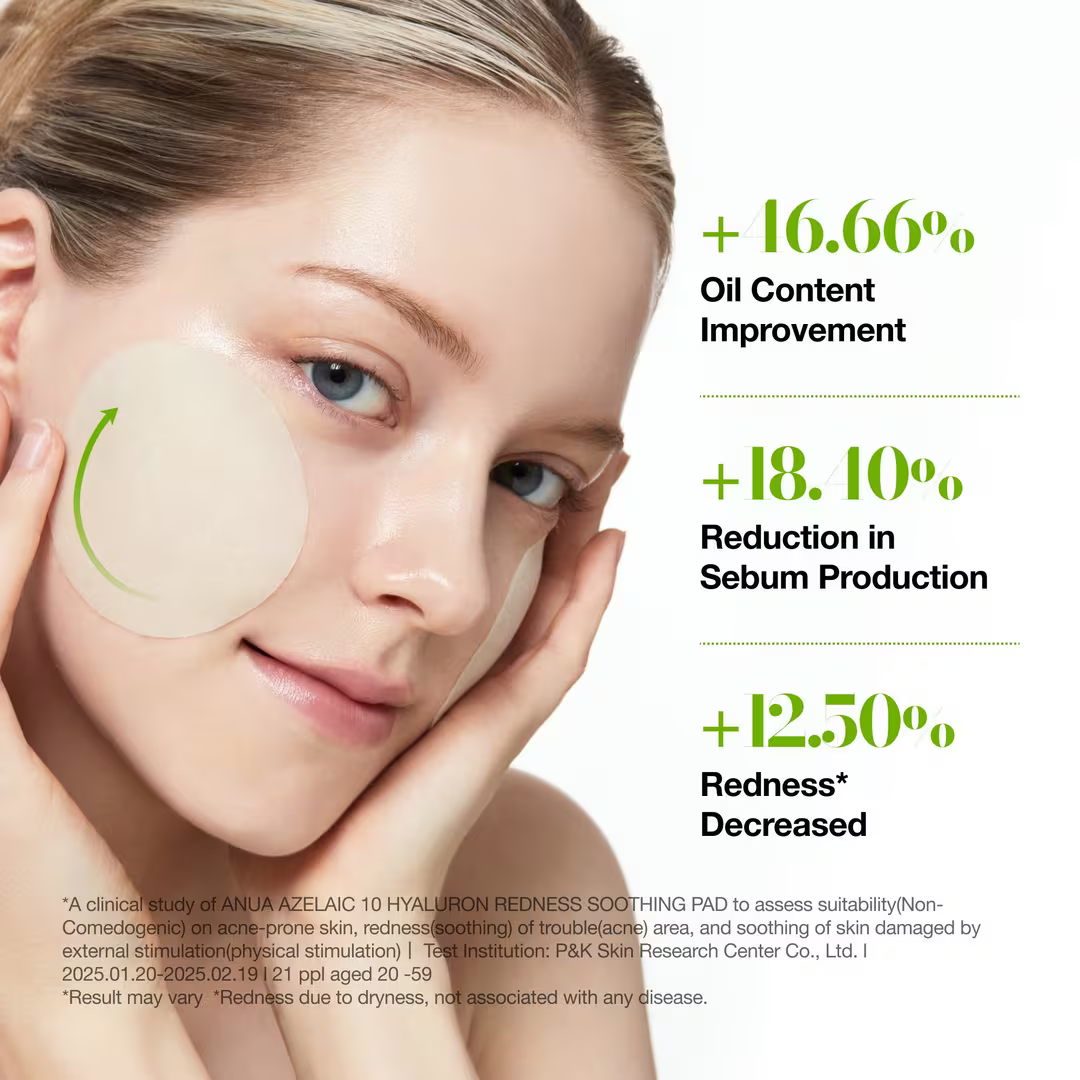 Anua Azelaic Acid 10 Hyaluron Redness Soothing Pad - Olive Kollection