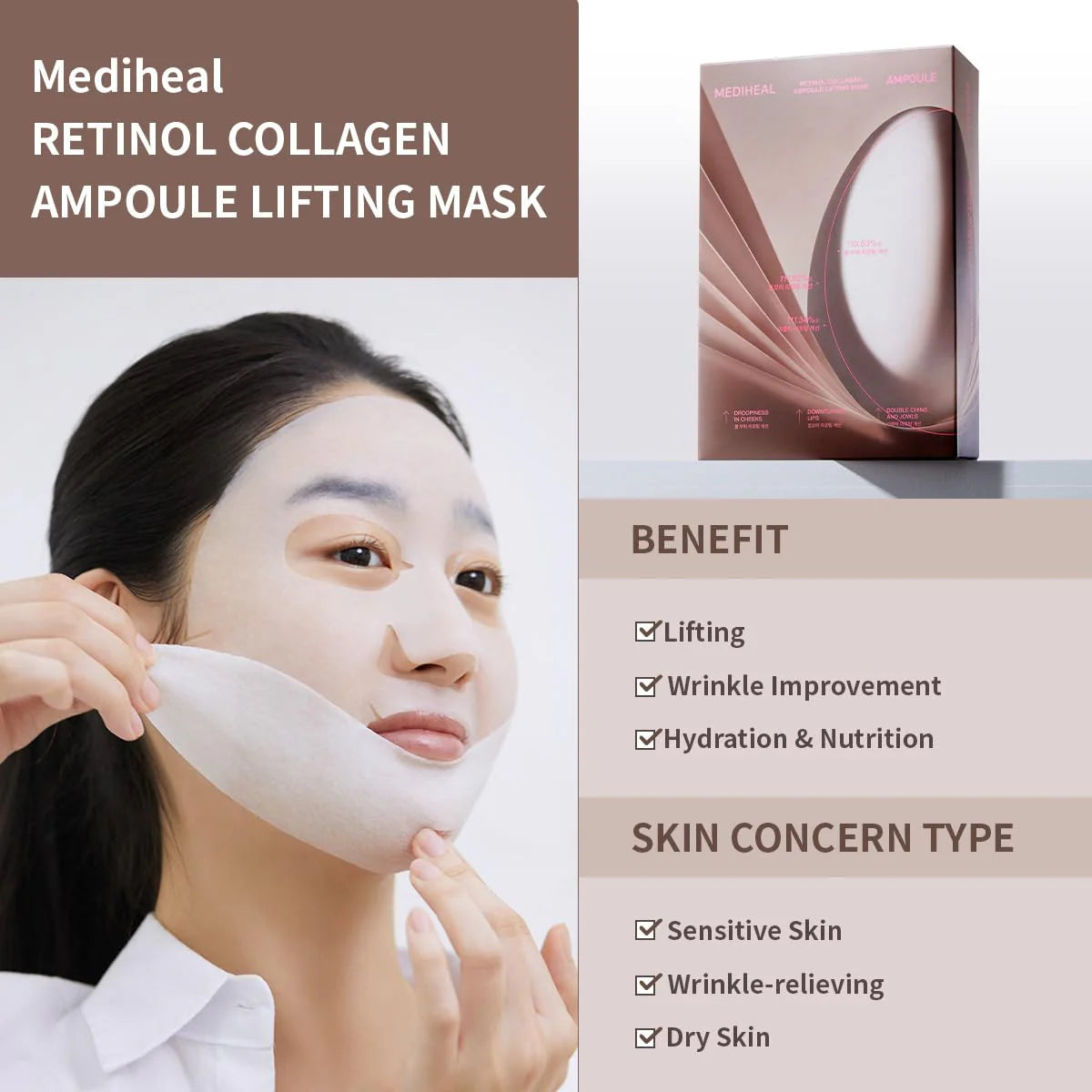 Mediheal Retinol Collagen Ampoule Lifting Mask - Olive Kollection