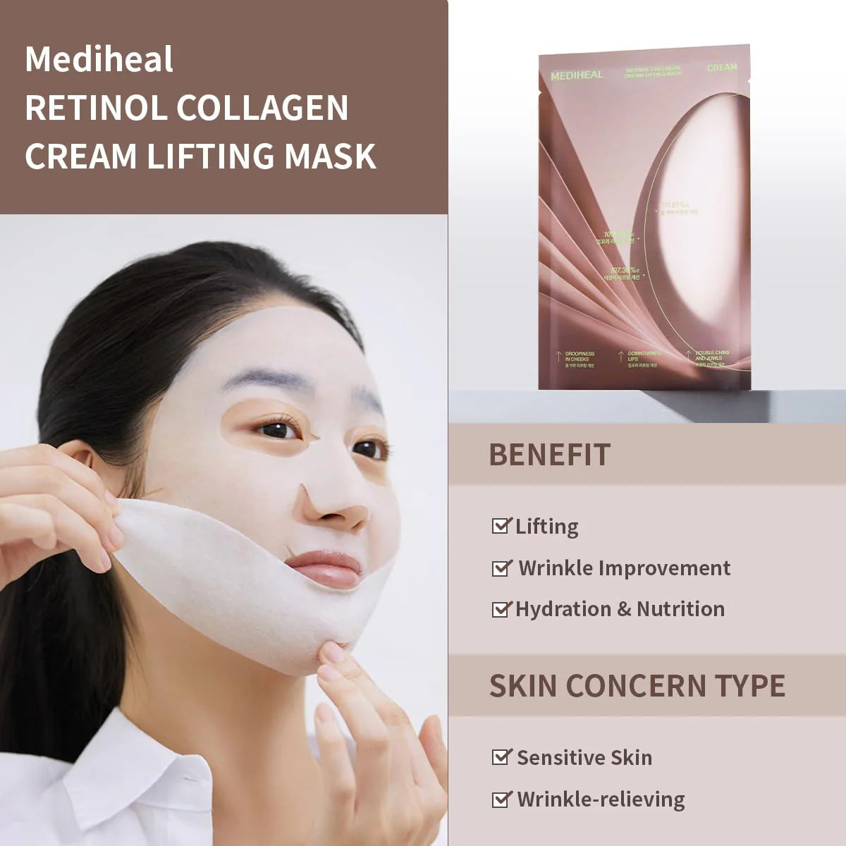 Mediheal Retinol Collagen Cream Lifting Mask Box - Olive Kollection