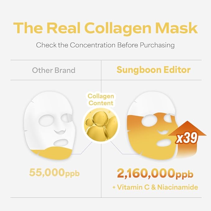 Sungboon Editor Deep Collagen Niacin Vita C Brightening Mask - 1 Box of 4 Sheets - Olive Kollection