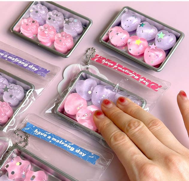 Sparkly Pastel Squishy Jelly Keyring – Fidget Pop Out Series 1 pc