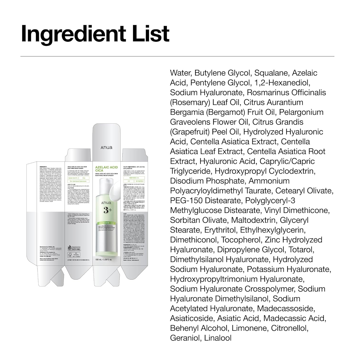 
Anua Azelaic Acid Cica Soothing Moisturizer 100ml $20 – has fragrance glycerin-free Korean acne moisturizer Olive Kollection K-beauty new arrival
