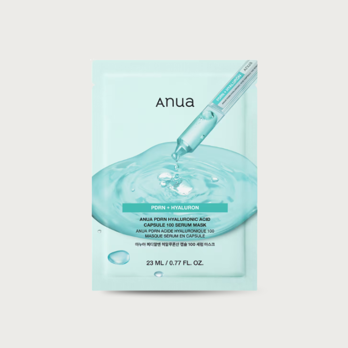 Anua PDRN Hyaluronic Acid Capsule 100 Serum Mask 23ml – Korean sheet mask salmon DNA 11 HA collagen hydrogel