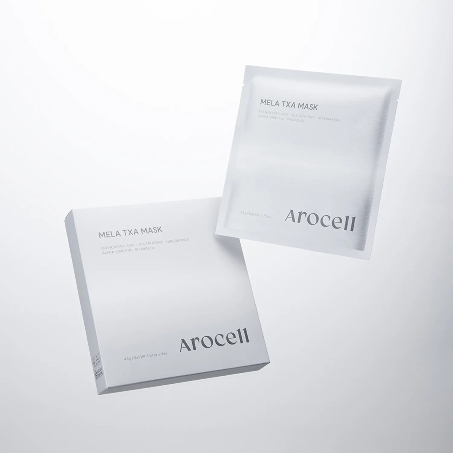 AROCELL Mela TXA hydrogel sheet masks inside box – Korean tranexamic acid mask for uneven skin tone