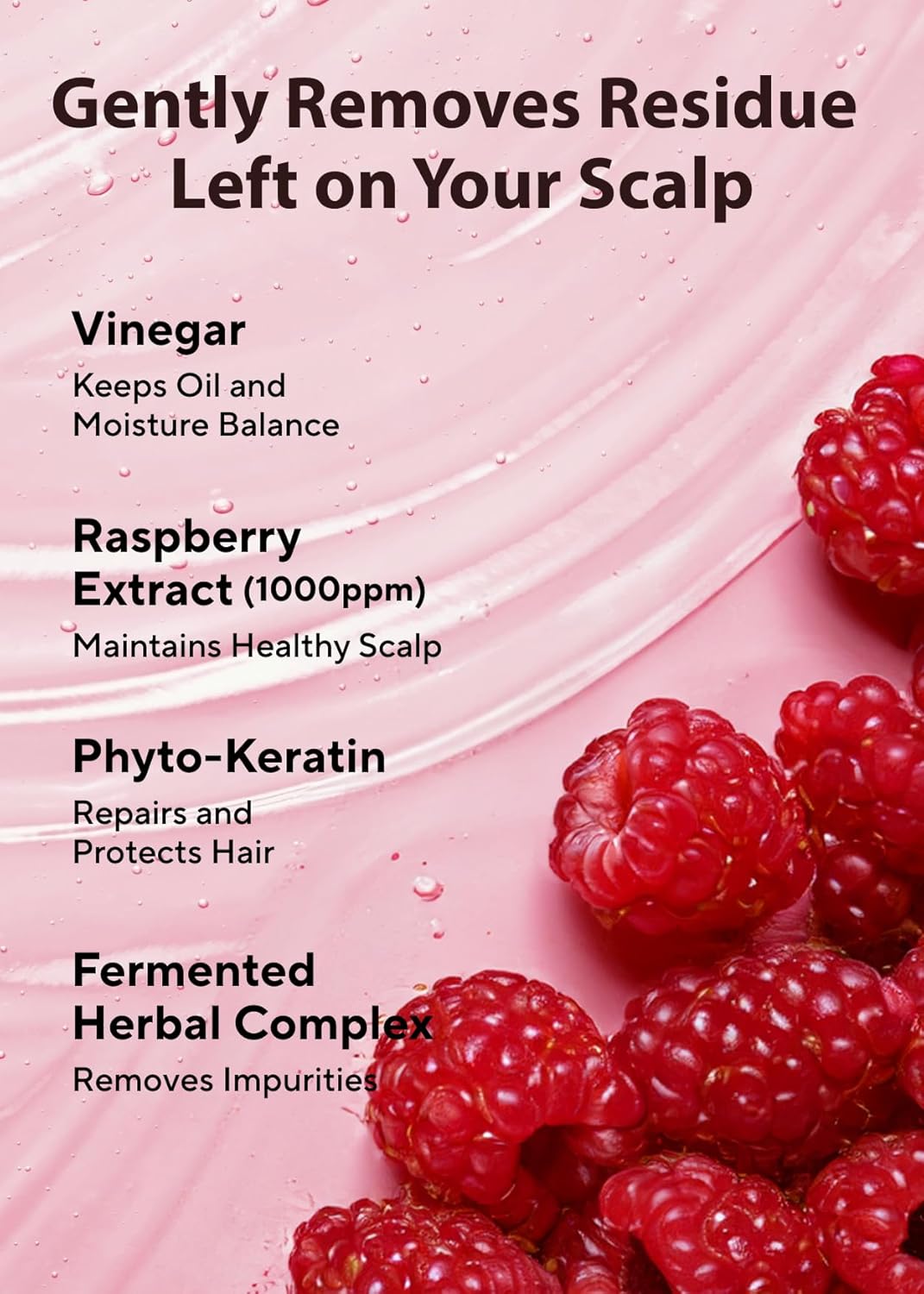A'PIEU Raspberry Vinegar Shampoo 6 botanicals – green tea chamomile rosemary lavender sage peppermint antioxidant scalp circulation cooling
