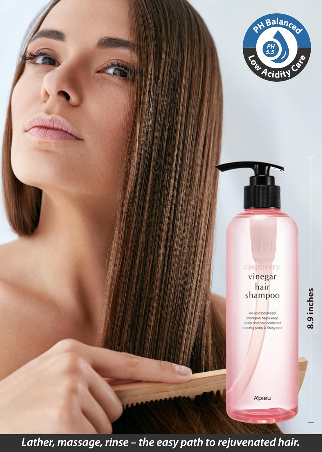 A'PIEU Raspberry Vinegar Shampoo pH balancing – acetic acid vinegar seals cuticle shine frizz control raspberry extract scalp nourish