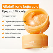 Abib Glutathione Eye Patches triple Vitamin C Niacinamide – Ascorbic Acid 3-O-Ethyl Ascorbyl Glucoside fade dark spots even tone under eye
