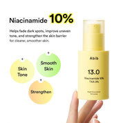 Abib Bright Force Serum Niacinamide 10% TXA 3% – blocks melanin transfer interrupts production post-acne marks sun spots uneven tone