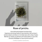 Abib Jericho Rose Sheet Mask ALBAM sheet – Albumin Bamboo proprietary sheet faster deeper essence absorption adherent firming mild acidic pH