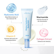 Abib Watery Sunscreen key ingredients – Niacinamide dual Vitamin C 3 HA Collagen Extract Hollyhock Korean SPF 30