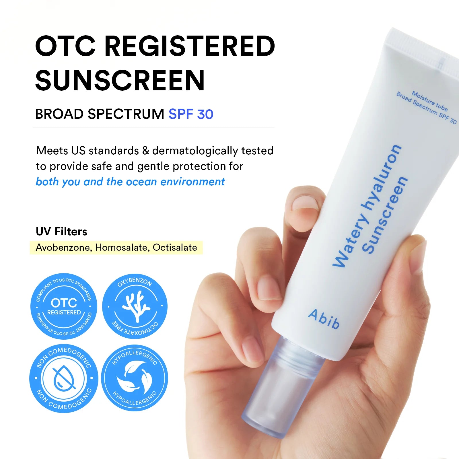 Abib Watery Sunscreen texture – watery gel dewy moisture finish absorbs fast no white cast Korean SPF