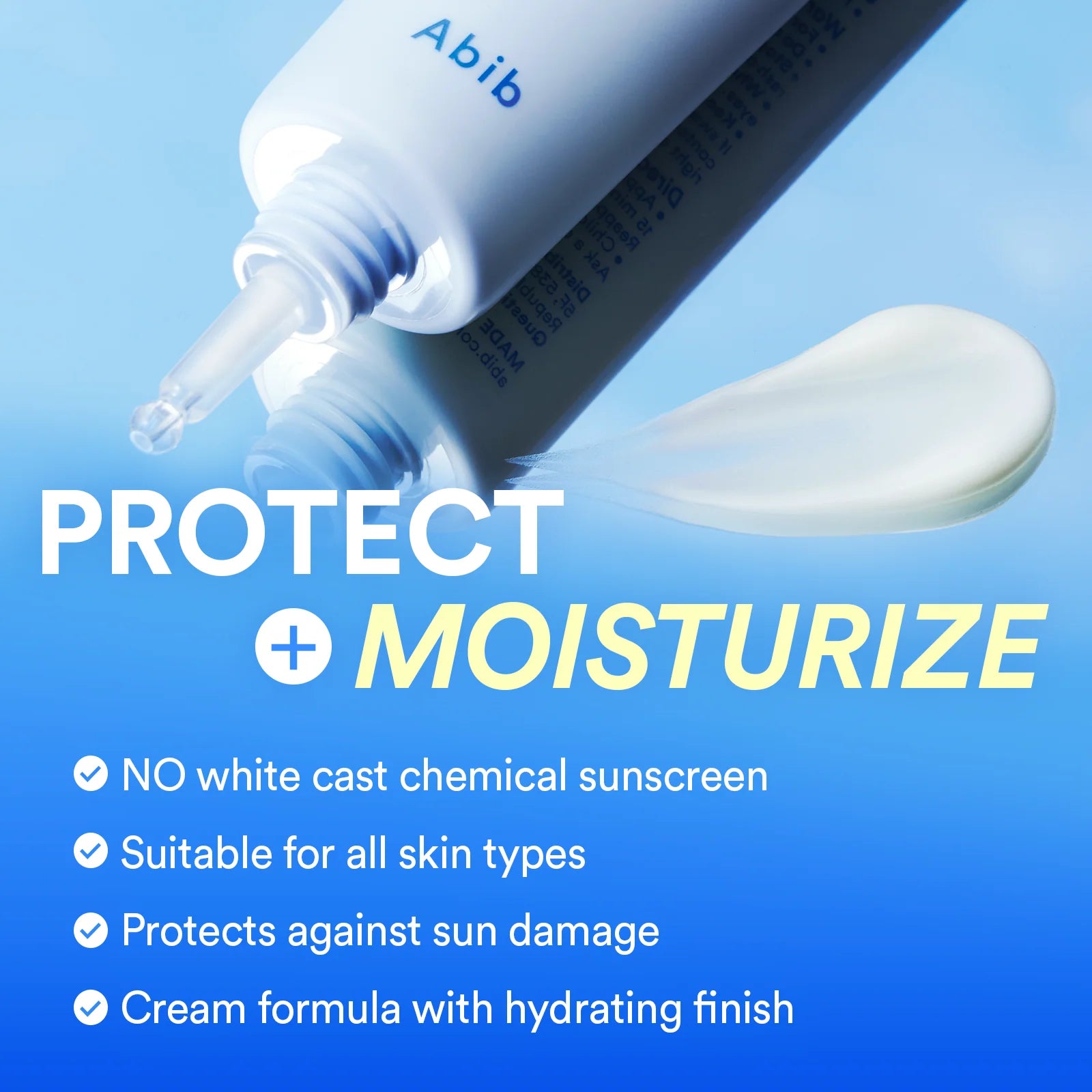 Abib Watery Sunscreen on skin – dewy glowing hydrated finish no greasy residue Korean sunscreen all skin tones