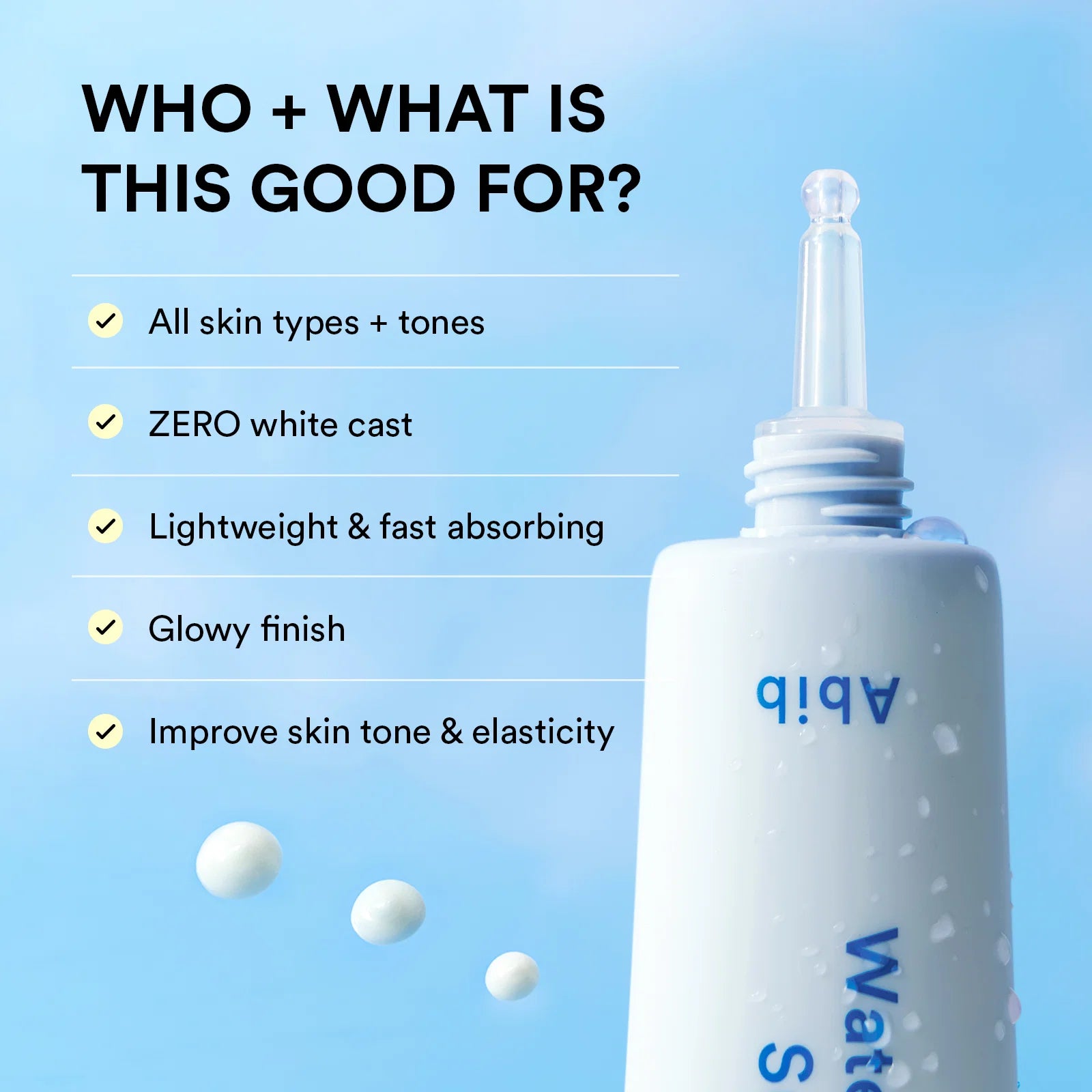 Abib Watery Sunscreen application – spreads like water lightweight comfortable daily wear Korean dewy sunscreen