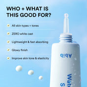 Abib Watery Sunscreen application – spreads like water lightweight comfortable daily wear Korean dewy sunscreen