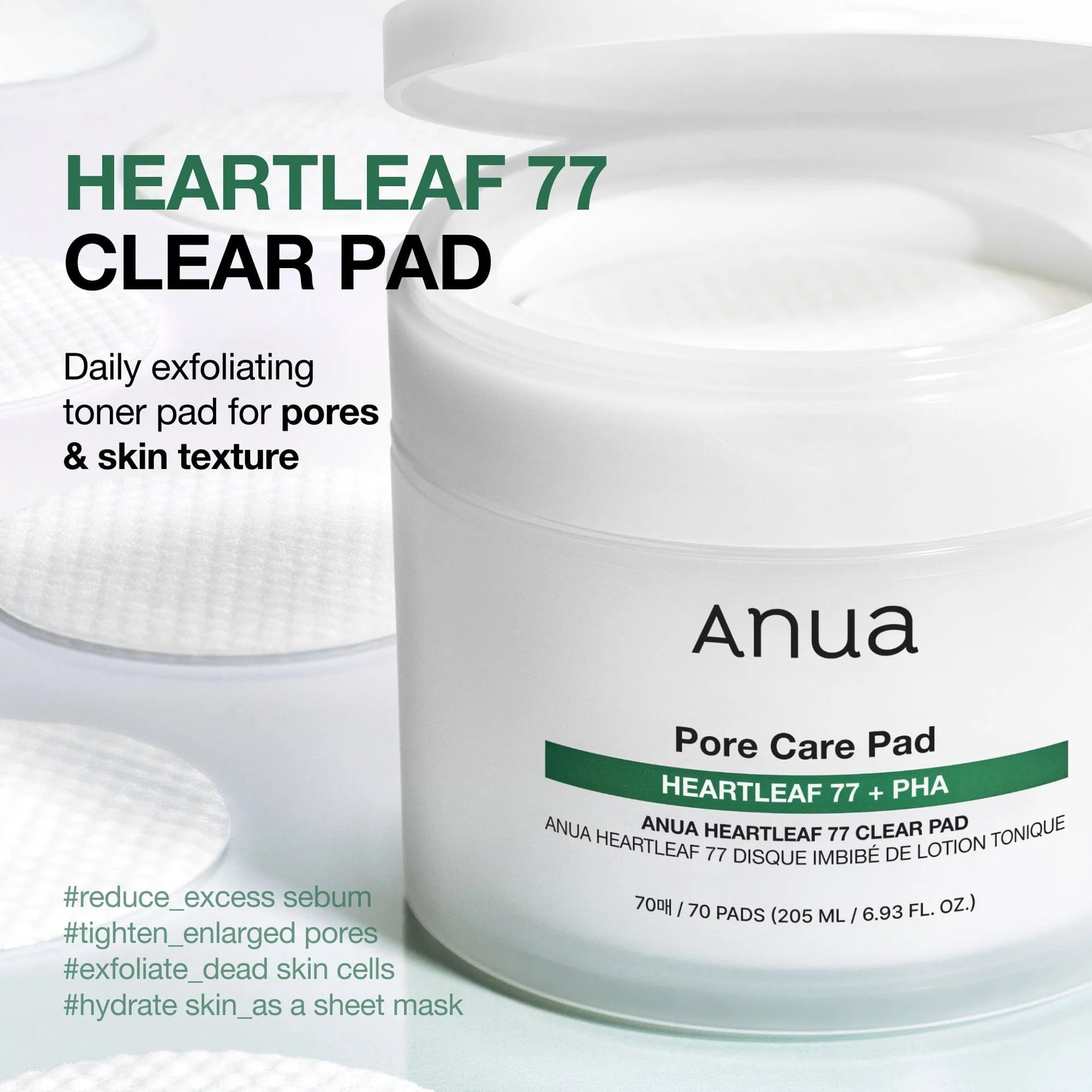 Anua Heartleaf 77 Clear Pad dual-sided embossed and smooth pad