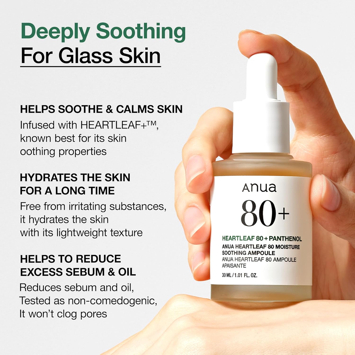Anua Heartleaf 80% Ampoule before after – visibly calmer skin reduced redness dewy glow Korean ampoule
