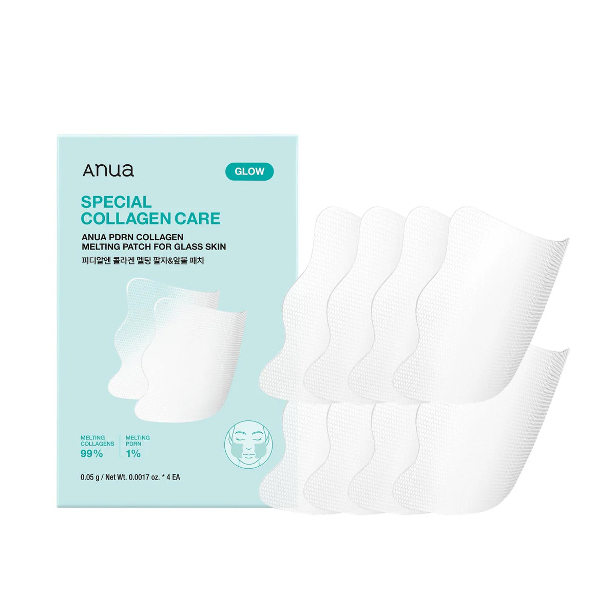 Anua PDRN Collagen Melting Patch For Glass Skin 4 patches – 99% collagen 1% PDRN smile lines cheeks jawline fragrance-free $20