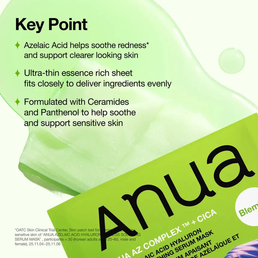 Anua Azelaic Acid Redness Mask ceramides and hyaluronic acid