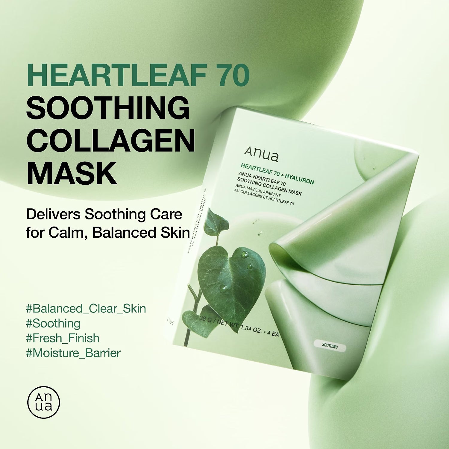 Anua Heartleaf 70 Collagen Mask 70% heartleaf water ingredients
