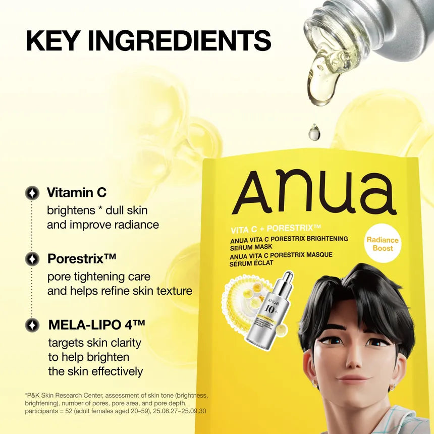 Anua Vita C Porestrix mask key ingredients Vitamin C Porestrix MELA-LIPO 4