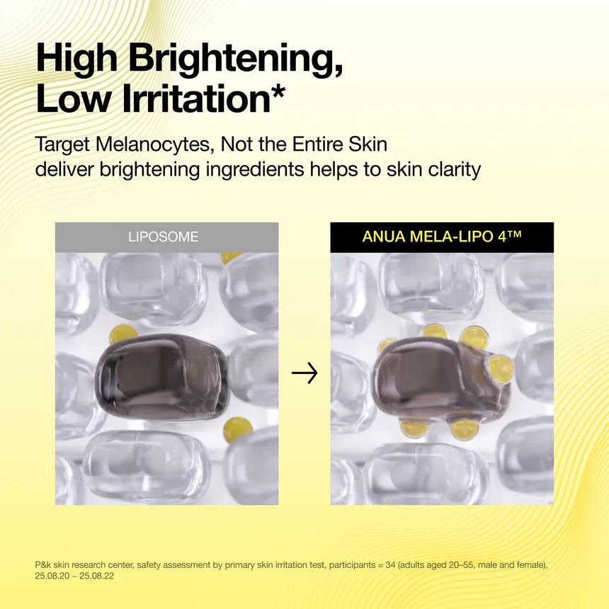 Anua MELA-LIPO 4 liposome brightening technology targeting melanocytes