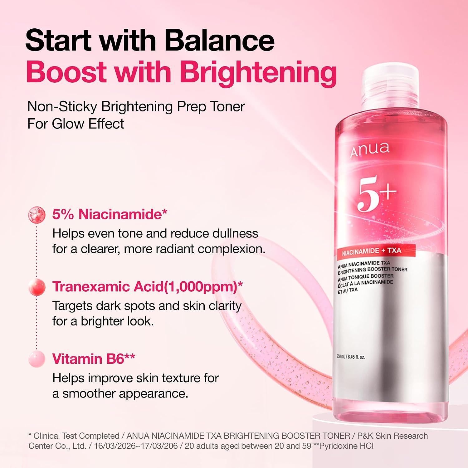 Anua TXA Toner texture – natural pink Cyanocobalamin Vitamin B12 no dyes non-sticky fast absorb essence SPF daily fragrance-free alcohol-free reef-safe