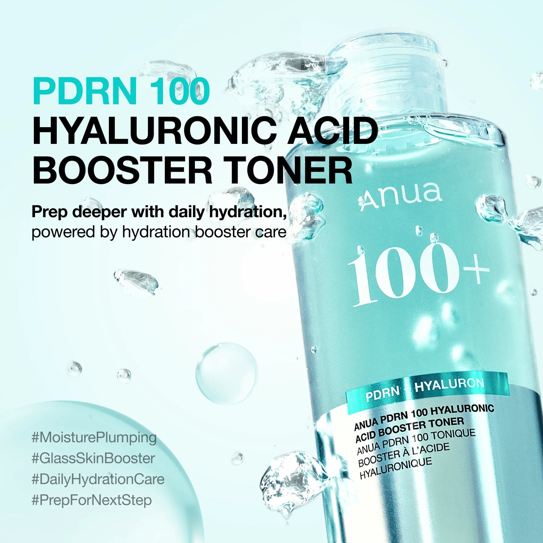 Anua PDRN 100 Toner PDRN Sodium DNA – salmon DNA 397.23% hydration one use 20 skin layers stratum corneum plump elastic texture glow