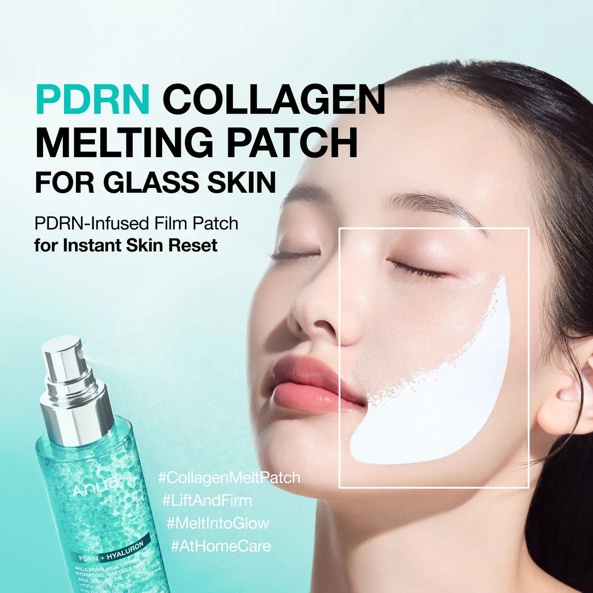 Anua Collagen Melting Patch spray-to-melt – spray mist collagen dissolves melts into skin mesh sheet remove pat essence