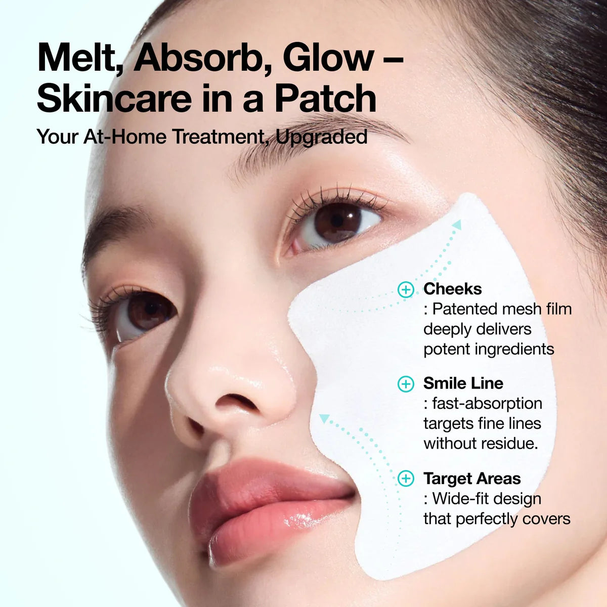 Anua PDRN Melting Patch how to apply – remove pink film hold handle white side down spray mist melt mesh remove pat cream