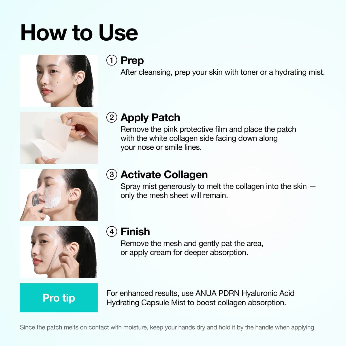 Anua PDRN Collagen Melting Patch before after – firmer radiant skin glass skin effect weekly spa at home K-beauty patch care