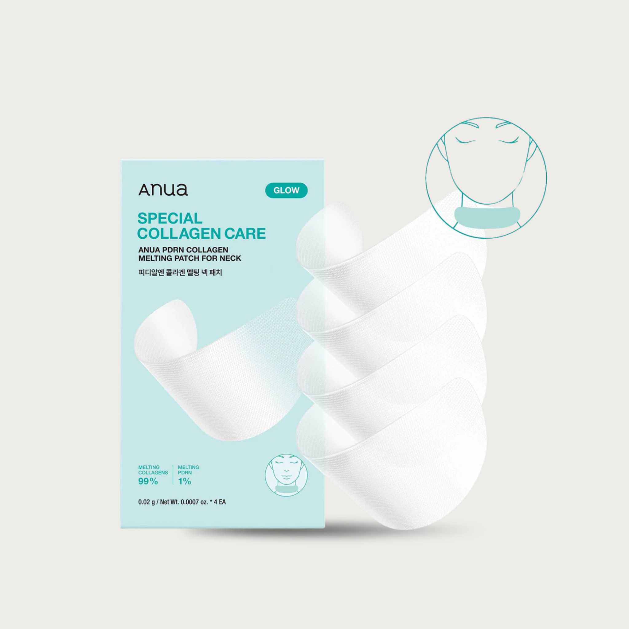 Anua PDRN Collagen Melting Patch for Neck 4 patches – Korean melting neck patch 99% collagen PDRN Sodium DNA fragrance-free not vegan $18