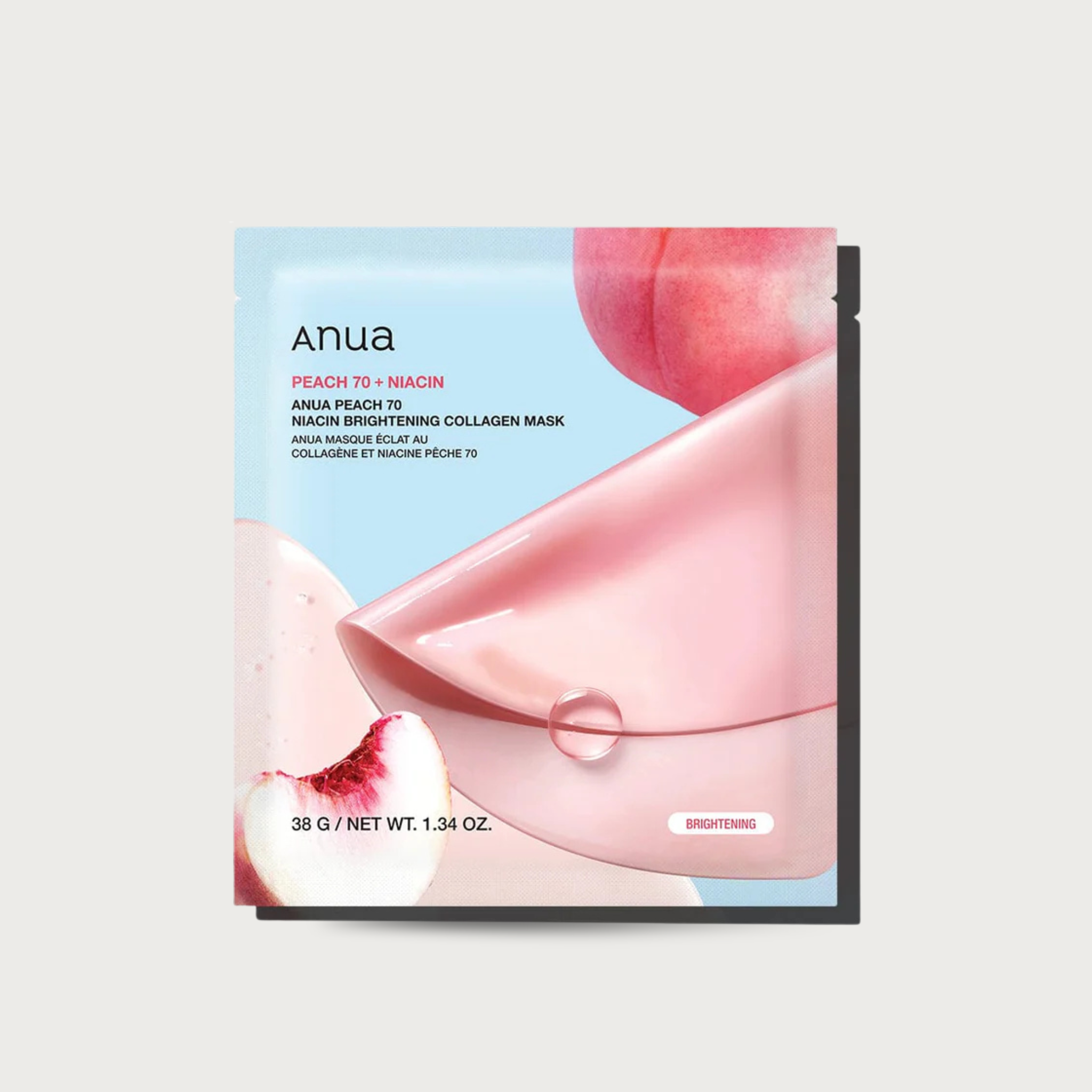 Anua Peach 70 Niacin Brightening Collagen Mask – Korean fermented peach gel mask Niacinamide 8 HA Collagen $5
