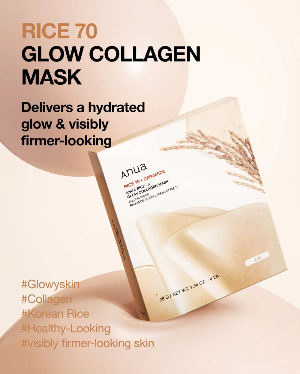Anua Rice 70 Glow Collagen Mask