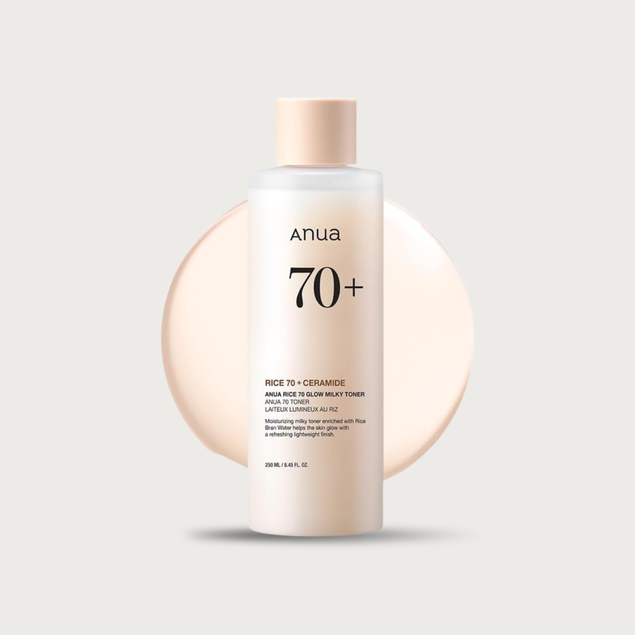 Anua Rice 70 Glow Milky Toner 250ml – Korean milky toner with 70% rice water for glass skin