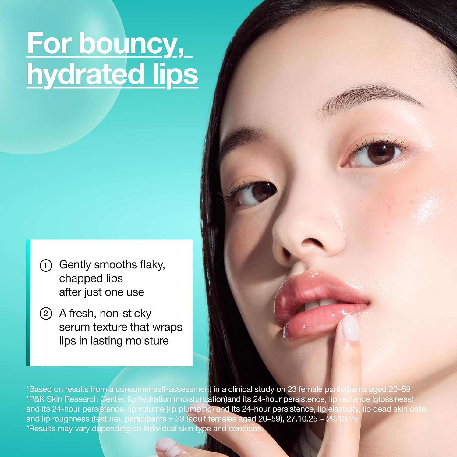 Anua PDRN Lip Serum texture – non-sticky lightly glossy finish day night alone under lip color Polyisobutene oil base 10ml $12