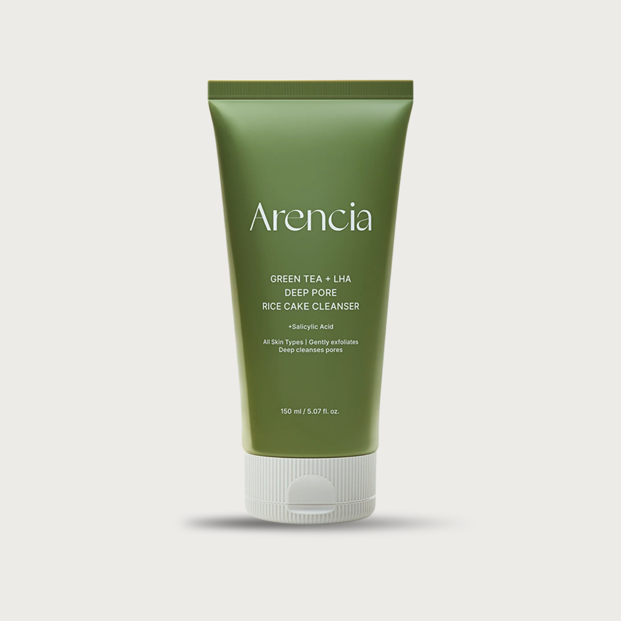 Arencia Green Tea LHA Deep Pore Rice Cake Cleanser 150ml – Korean LHA cleanser for blackheads pores and acne-prone skin