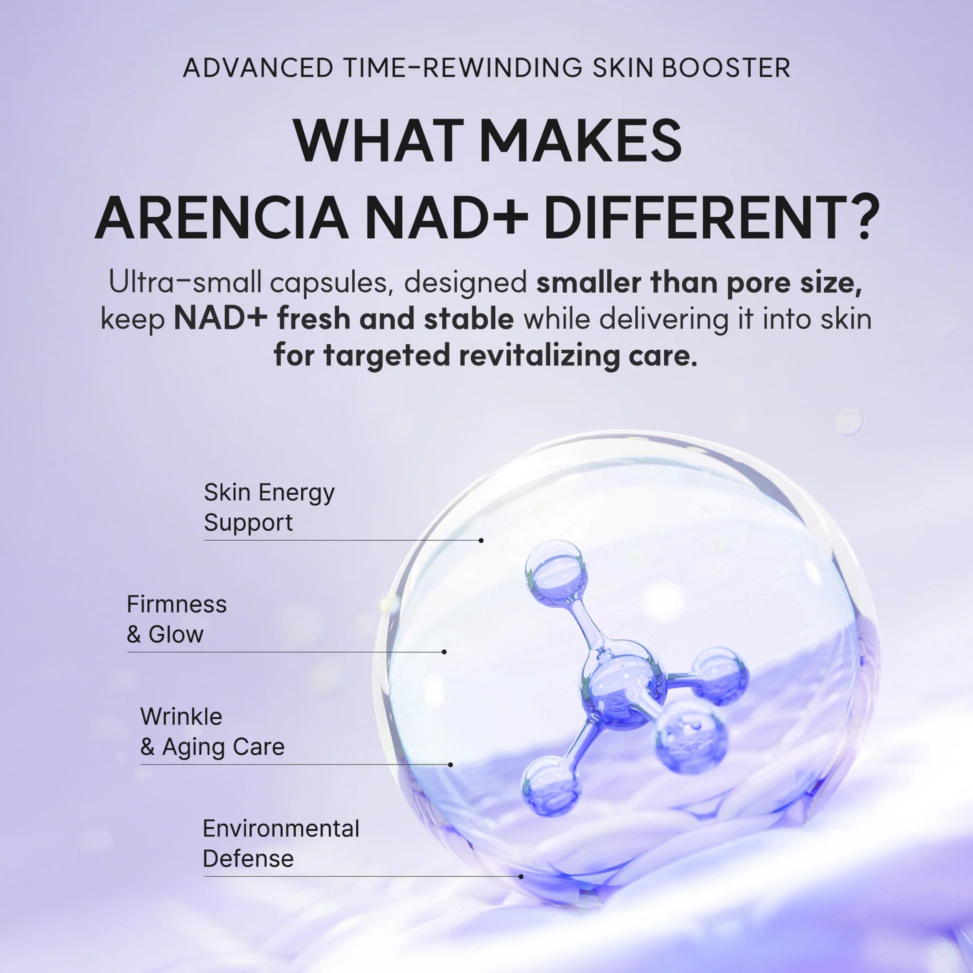 Arencia NAD+ Booster Shot NAD+ Complex – Nicotinamide Adenine Dinucleotide 5000ppb NMN ATP cellular energy skin renewal resilience