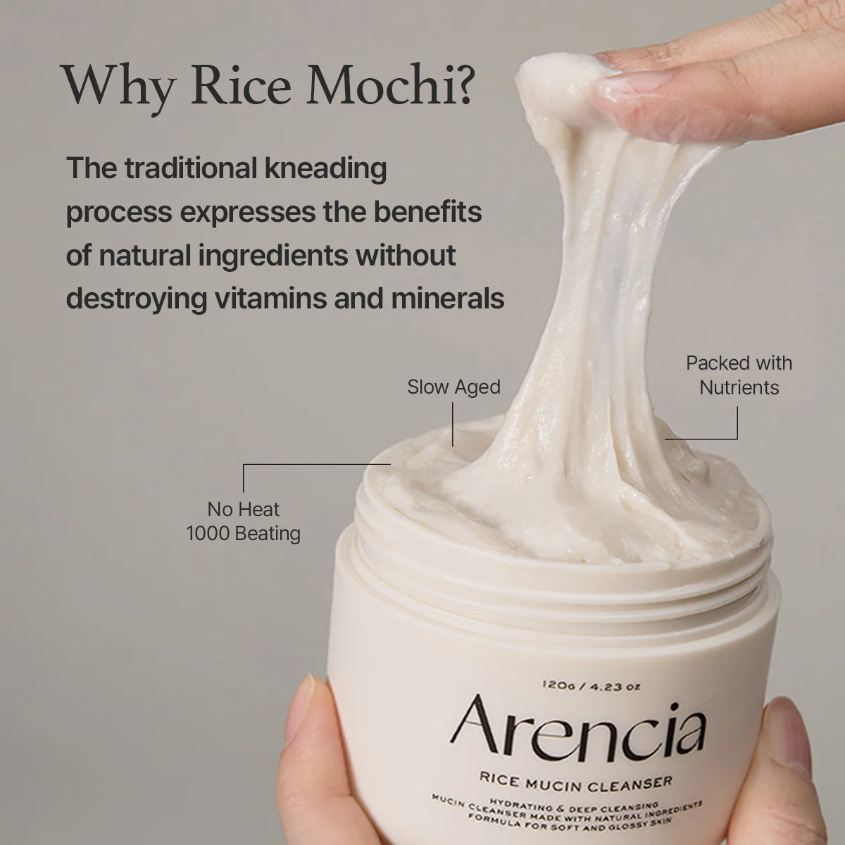 Arencia Rice Mucin Face Cleanser how to use – apply to wet skin massage rinse or use as wash-off mask Korean skincare