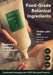 Aromatica Rosemary Scalp Scrub on scalp – remove buildup dead cells sebum pores clean healthy hair growth all hair types sulfate-free