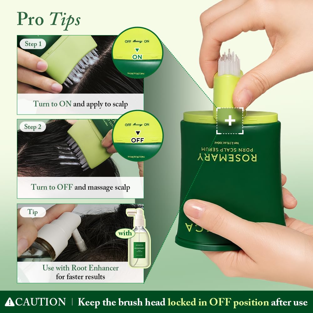 Aromatica Rosemary PDRN Scalp Serum twist ON OFF brush head