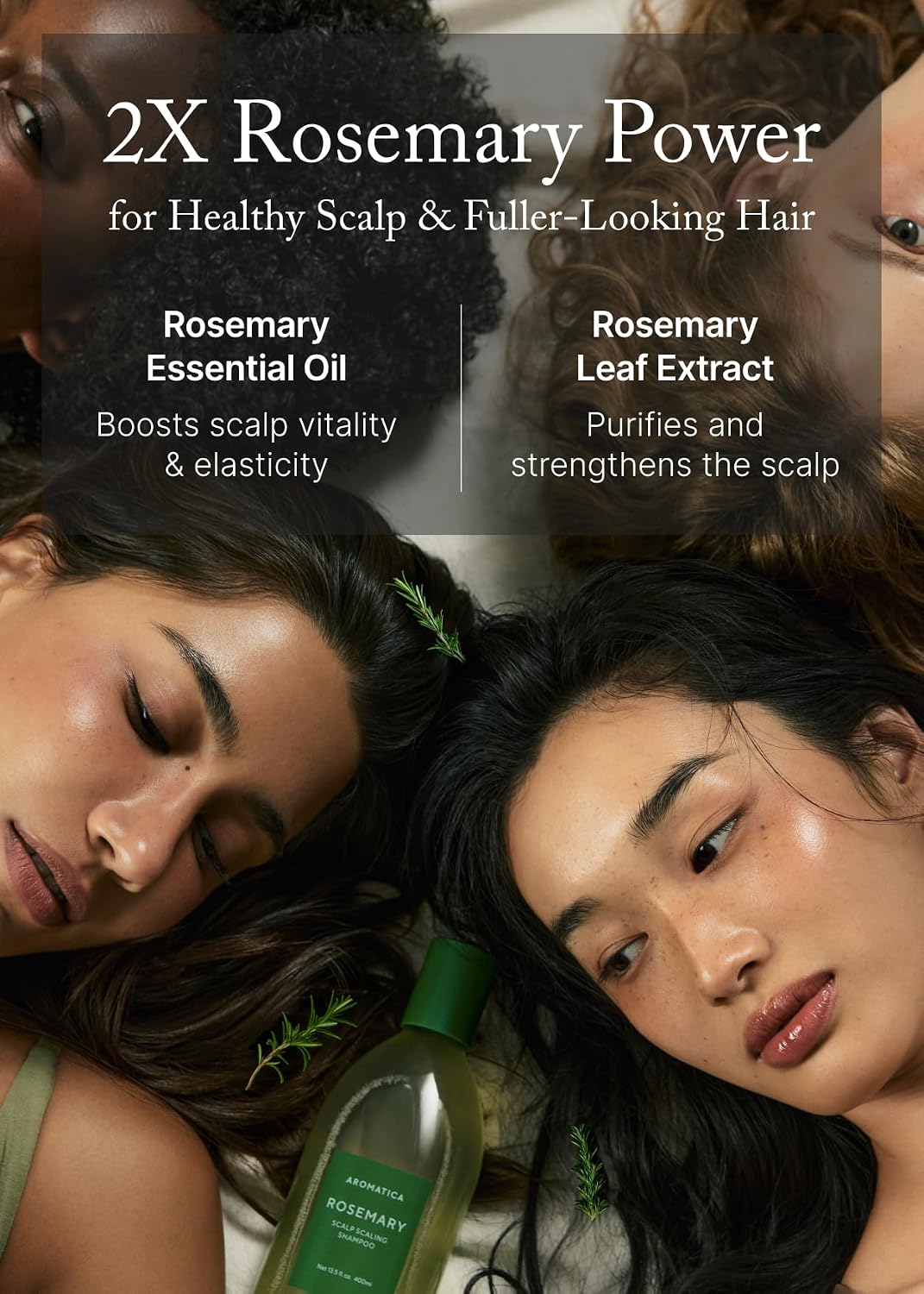 Aromatica Rosemary Shampoo key ingredients – 32.7% Rosemary Extract Salicylic Acid Biotin Caffeine Panthenol Niacinamide Arginine