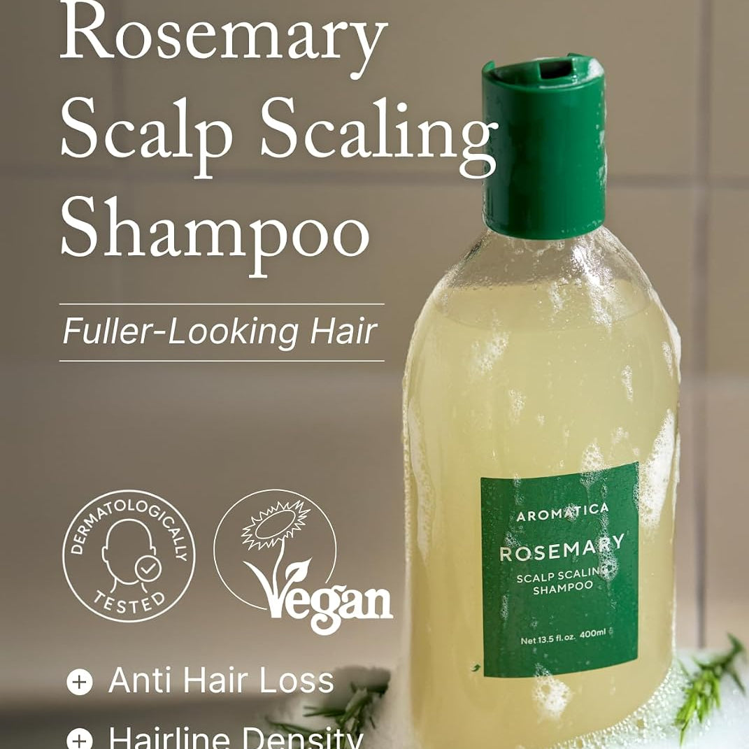 Aromatica Rosemary Shampoo bottle – Salicylic Acid scalp exfoliant Bifida Lactobacillus probiotic coconut-derived 25 reviews 4.8 stars
