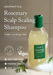 Aromatica Rosemary Shampoo bottle – Salicylic Acid scalp exfoliant Bifida Lactobacillus probiotic coconut-derived 25 reviews 4.8 stars