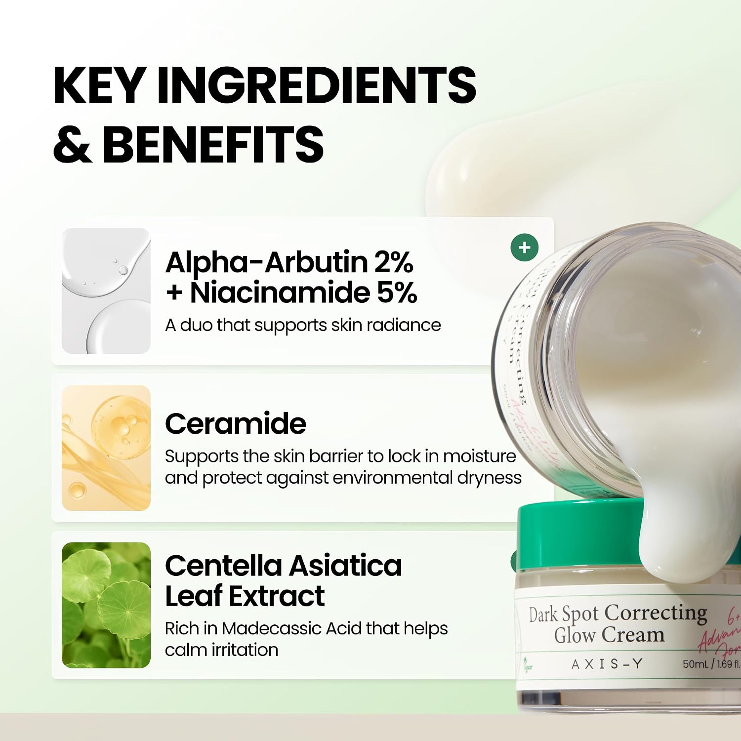 Axis-Y Glow Cream gel-to-water texture – applies gel melts watery finish 15 layers deep hydration lightweight no heaviness all skin types oily