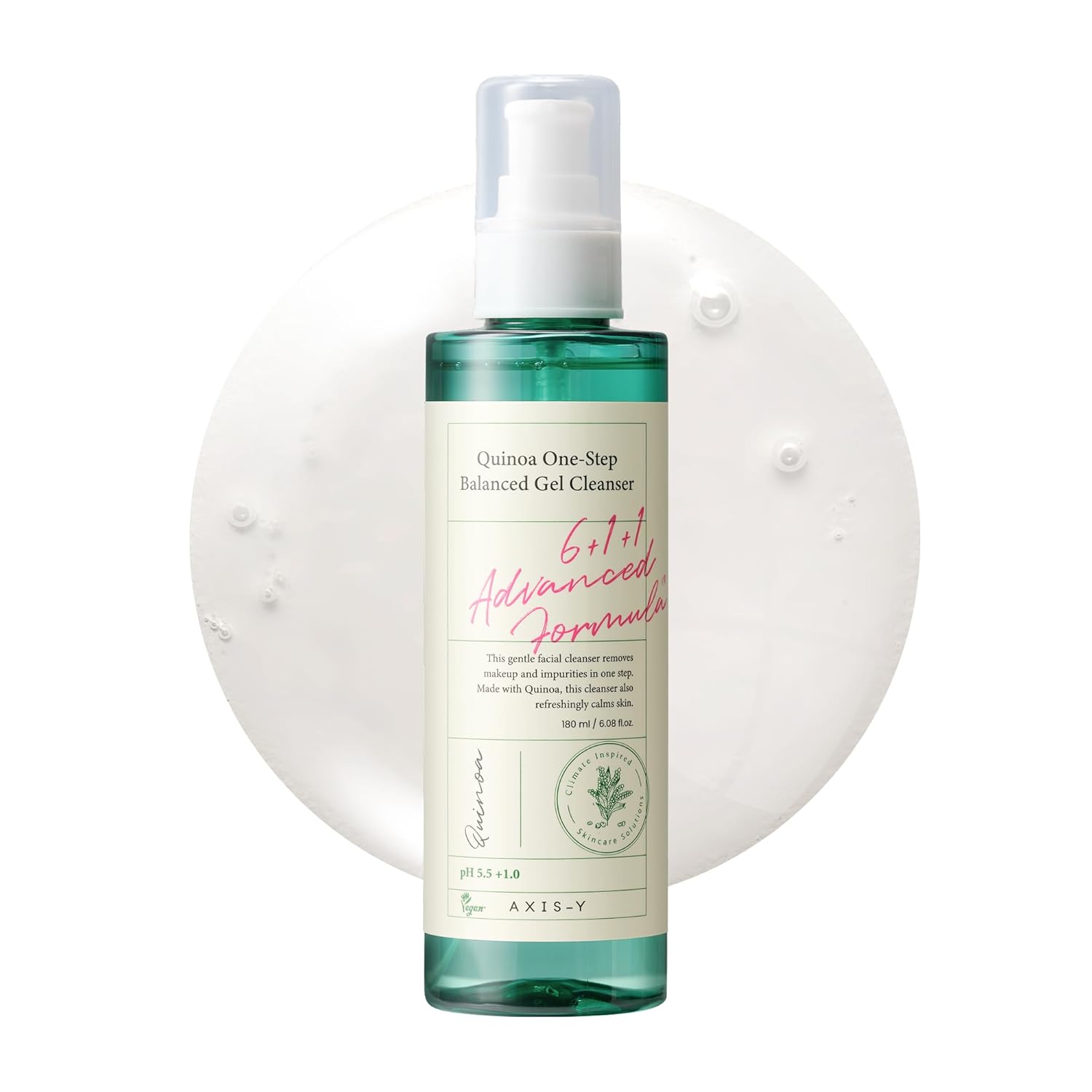 Axis-Y Quinoa One Step Balanced Gel Cleanser 180ml – quinoa seed extract amino acid sulfate-free pH-balanced fragrance