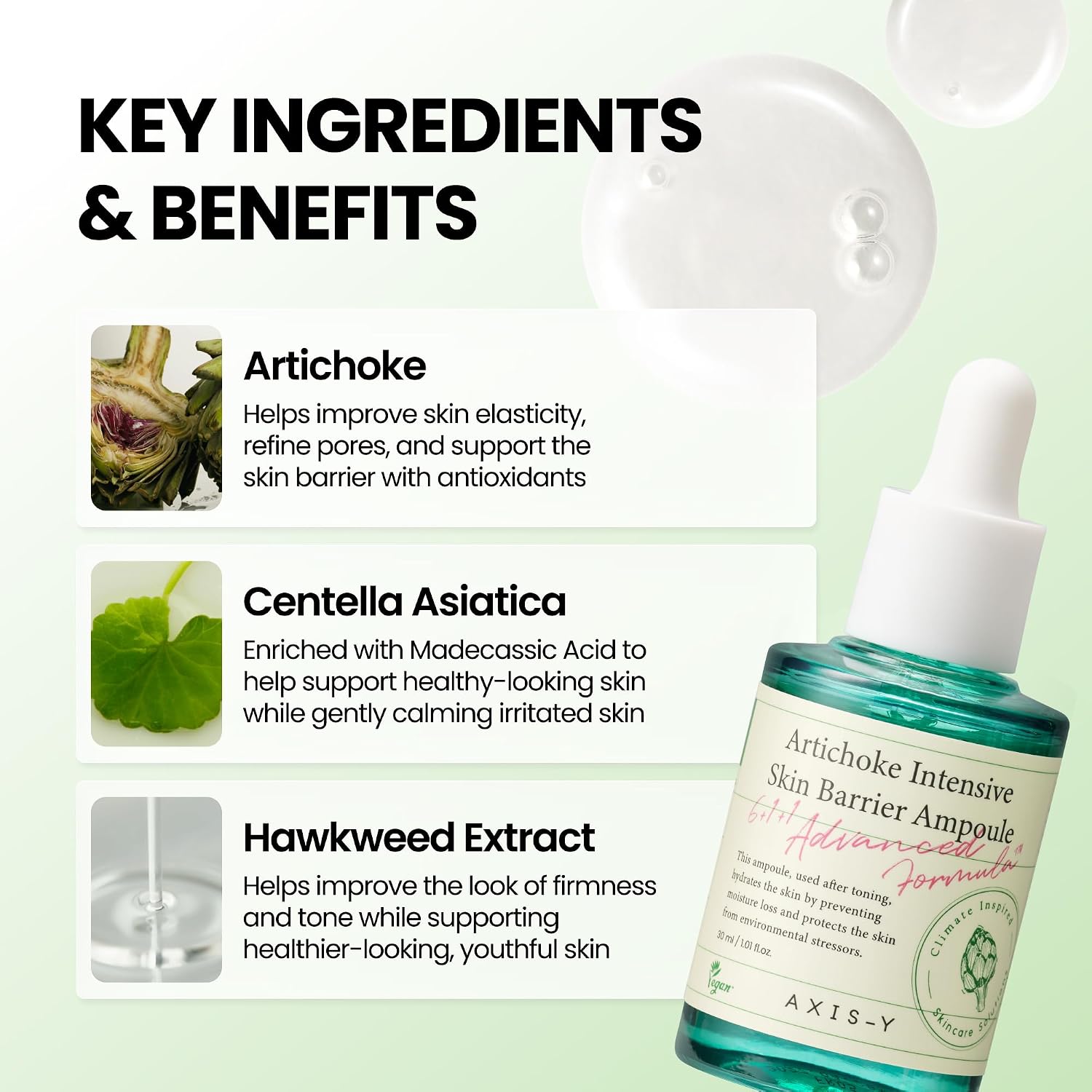 Axis-Y Artichoke Ampoule key ingredients artichoke and hawkweed