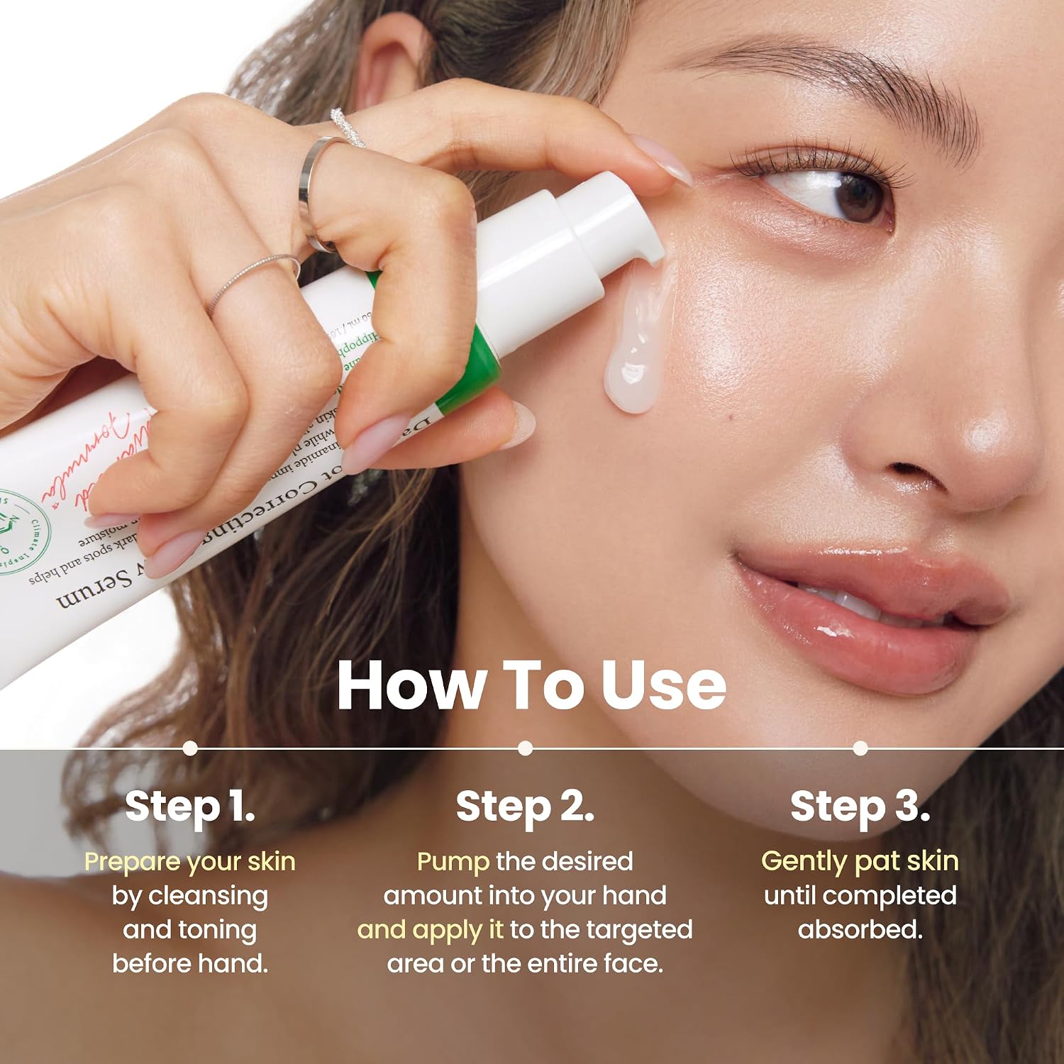 Axis-Y Dark Spot Correcting Glow Serum applied to face