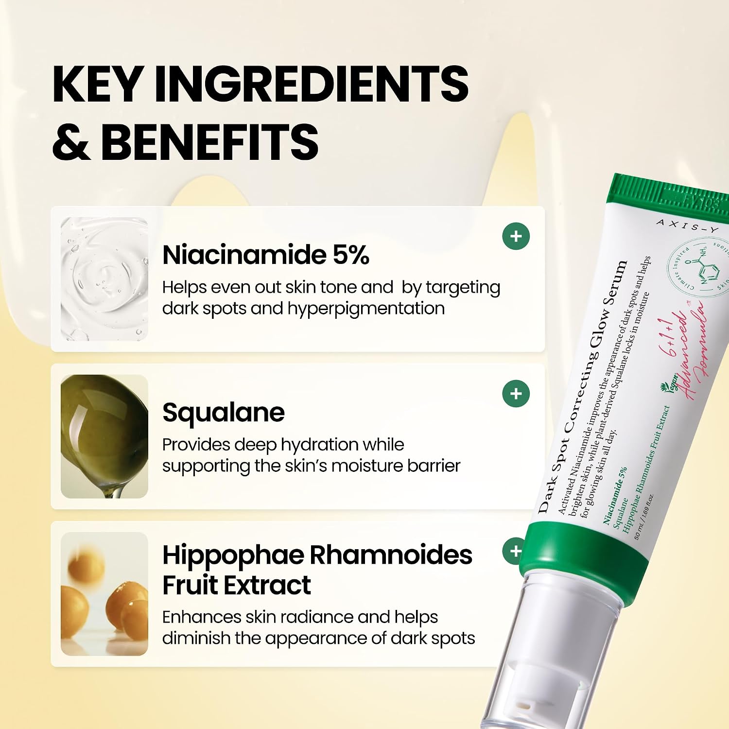Axis-Y Glow Serum key ingredients niacinamide glutathione botanicals