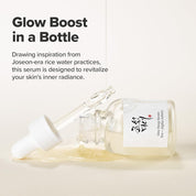 Beauty of Joseon Glow Deep Rice Arbutin Serum how to use – 2-3 drops after toner pat absorb AM PM SPF morning watery texture 30ml