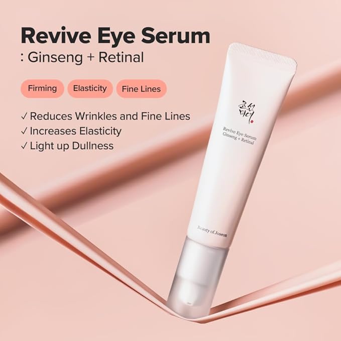 Beauty of Joseon Revive Eye Serum key ingredients – retinal liposome 2% ginseng root extract 10% niacinamide ceramide